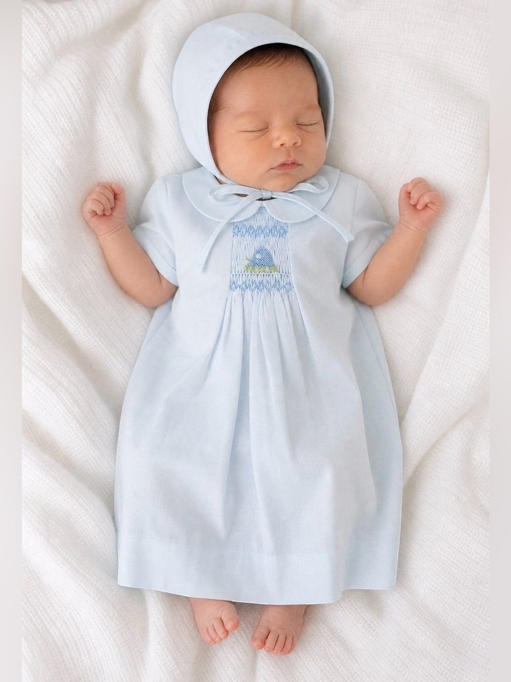 Carriage Boutique Smocked Heirloom Dress and Bonnet Set Coming Home NB NWOT